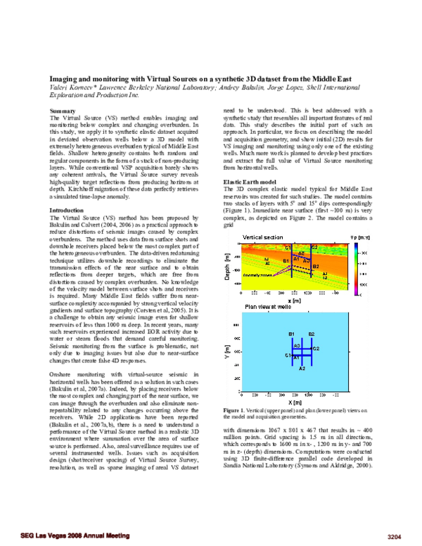 (PDF) Imaging and monitoring with Virtual Sources on a synthetic 3D ...