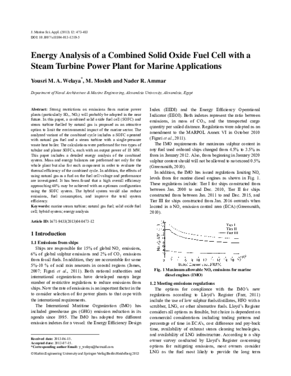 (PDF) Energy analysis of a combined solid oxide fuel cell with a steam ...