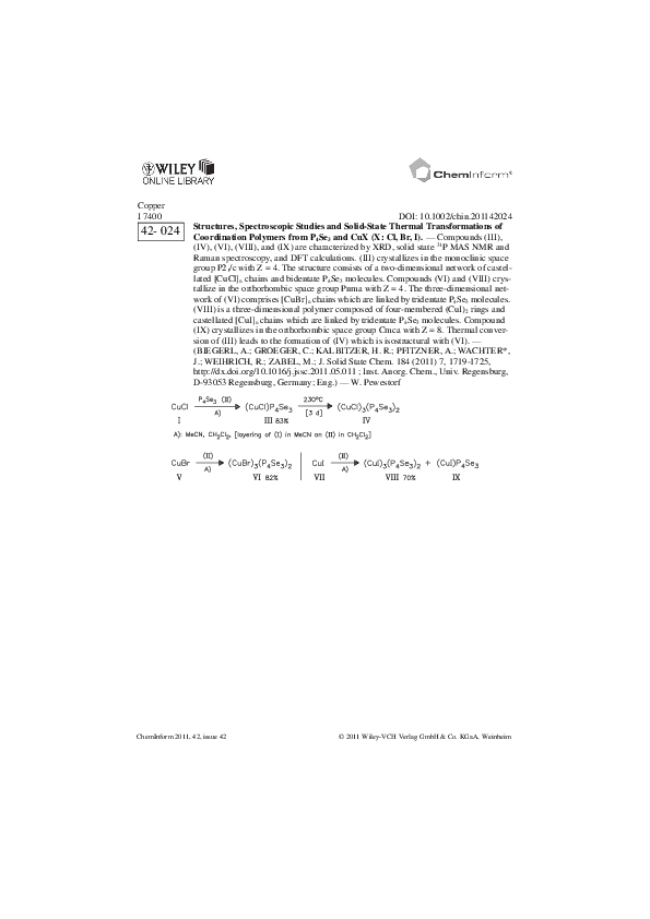 (PDF) ChemInform Abstract: Structures, Spectroscopic Studies and Solid ...