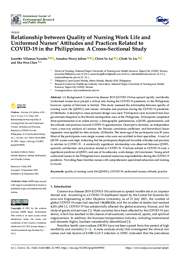 (PDF) Relationship between Quality of Nursing Work Life and Uniformed ...