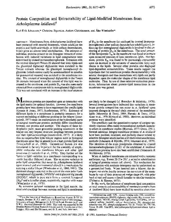 (PDF) Protein composition and extractability of lipid-modified ...