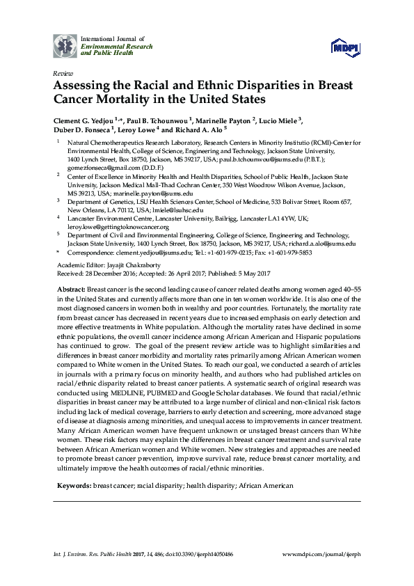(PDF) Assessing the Racial and Ethnic Disparities in Breast Cancer ...