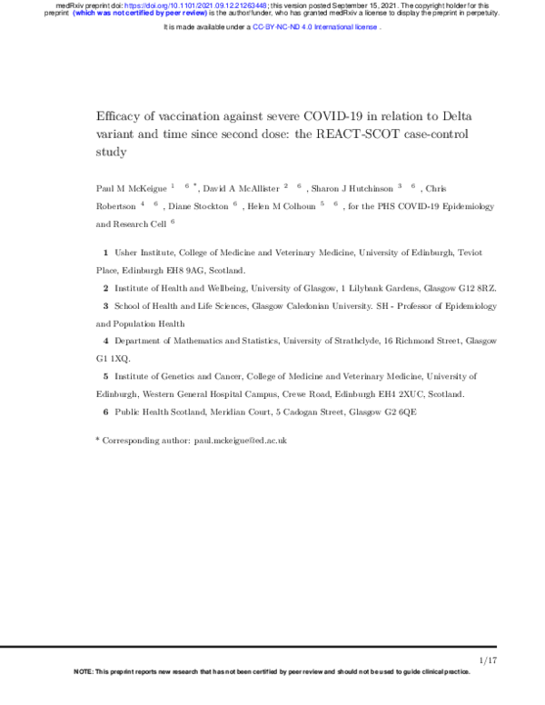 (PDF) Efficacy of vaccination against severe COVID-19 in relation to ...