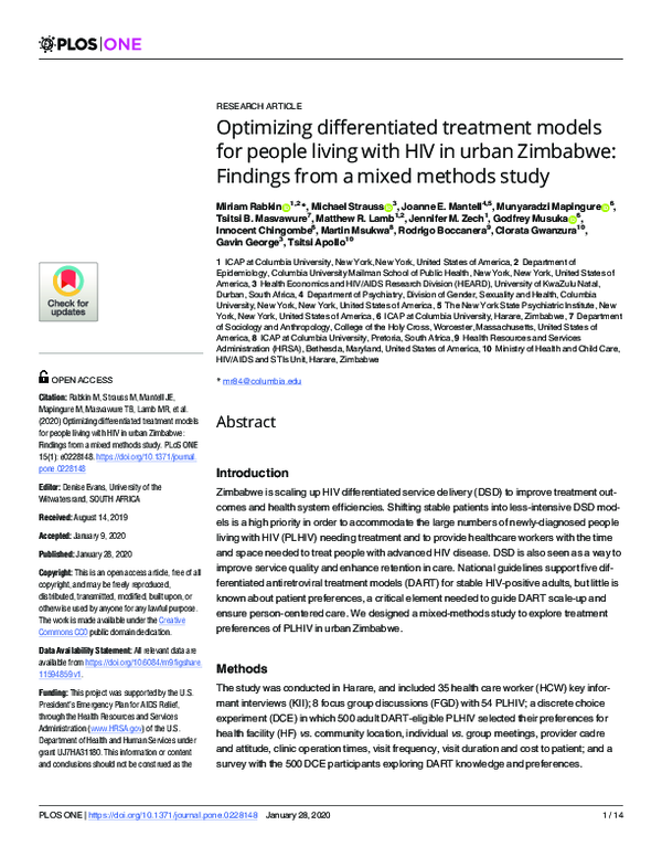 (PDF) Optimizing differentiated treatment models for people living with ...