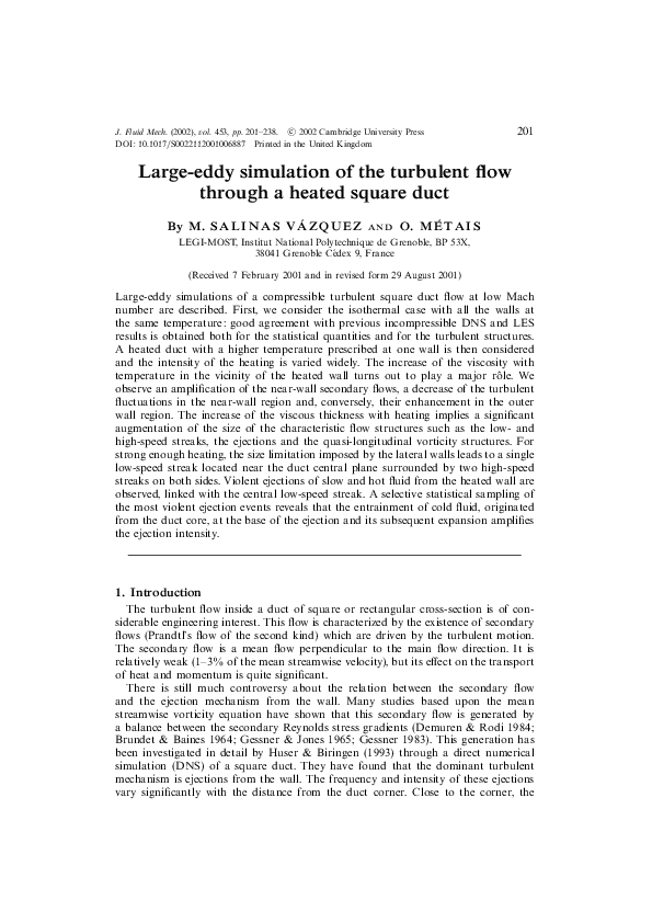 (PDF) Large-eddy simulation of the turbulent flow through a heated ...