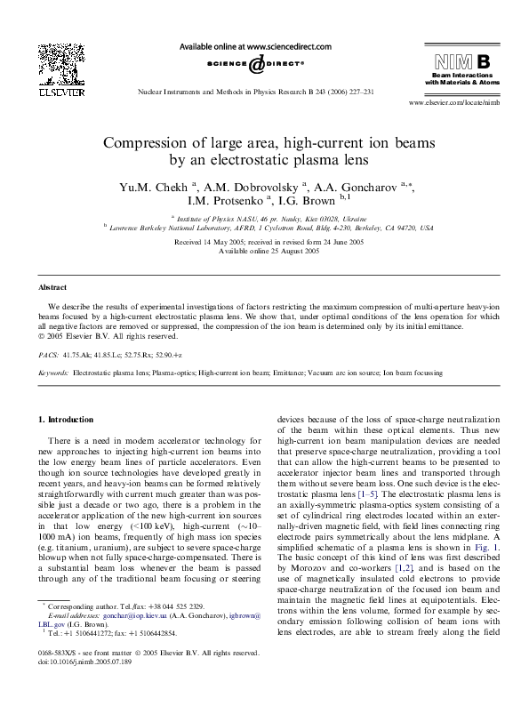 (PDF) Compression of large area, high-current ion beams by an ...