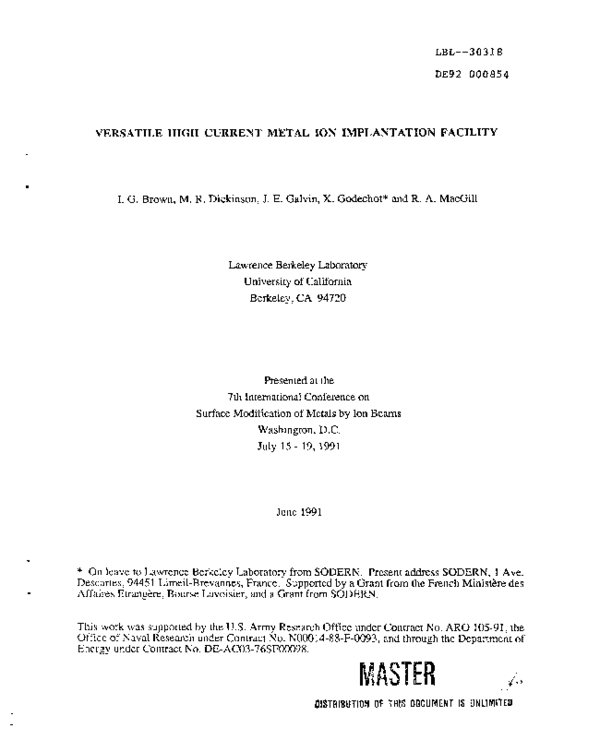 (PDF) Versatile high current metal ion implantation facility