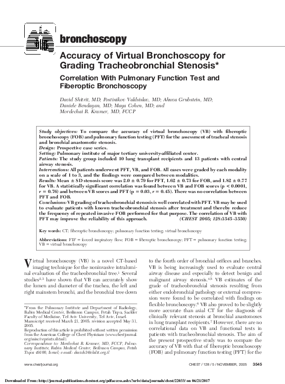 (PDF) Accuracy of Virtual Bronchoscopy for Grading Tracheobronchial