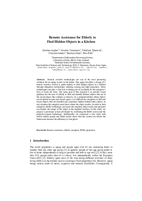 (PDF) Remote Assistance for Elderly to Find Hidden Objects in a Kitchen