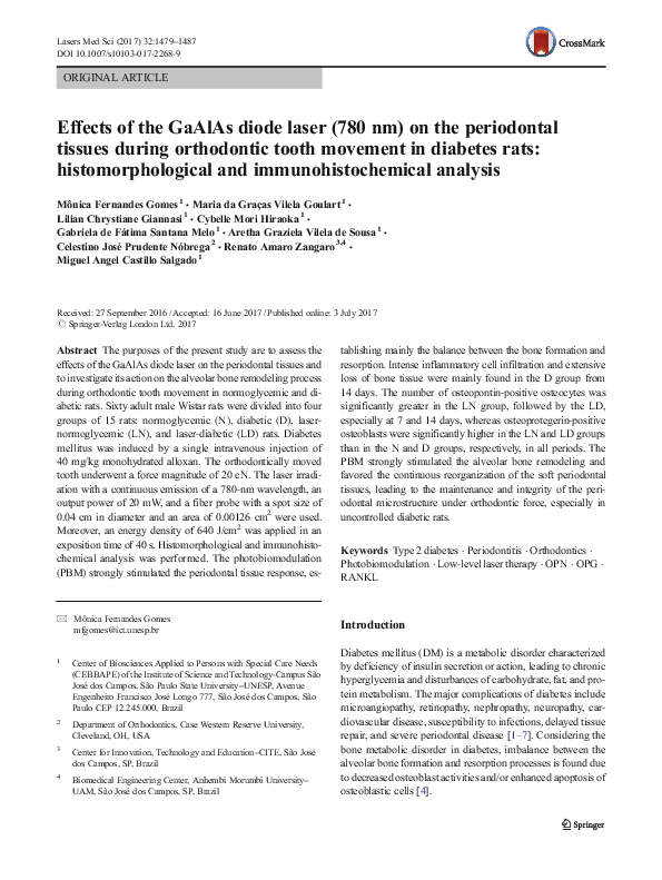 (PDF) Effects of the GaAlAs diode laser (780 nm) on the periodontal ...