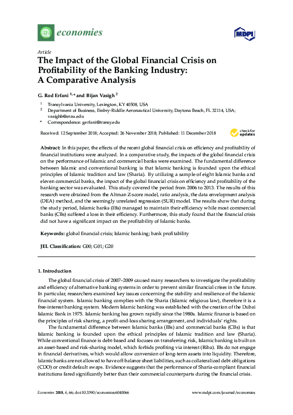 (PDF) The Impact of the Global Financial Crisis on Profitability of the ...