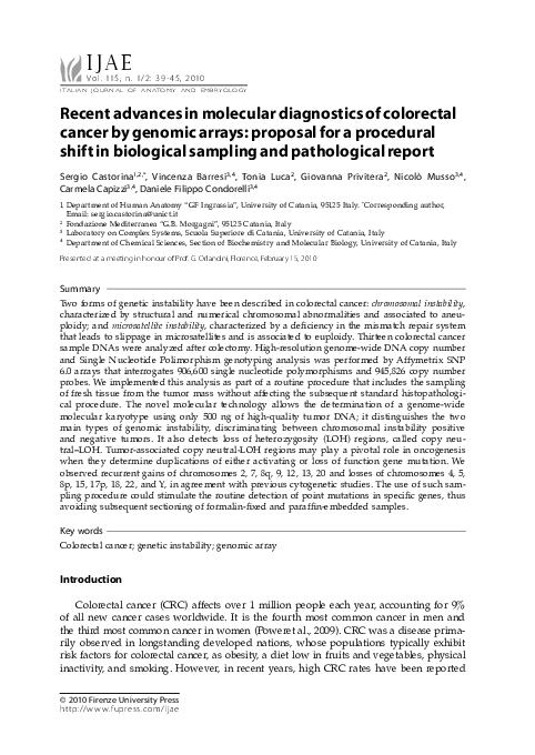 (PDF) Recent advances in molecular diagnostics of colorectal cancer by ...