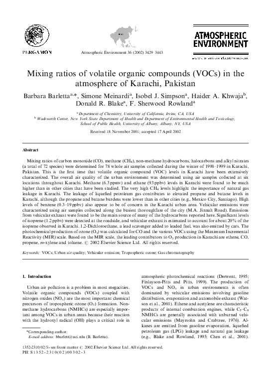 (PDF) Mixing ratios of volatile organic compounds (VOCs) in the ...