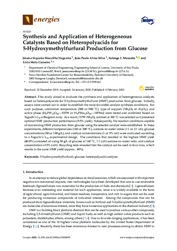 (PDF) Synthesis and Application of Heterogeneous Catalysts Based on ...