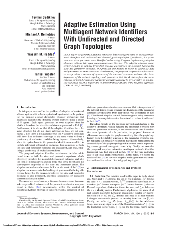 (PDF) Adaptive estimation using multiagent network identifiers with ...
