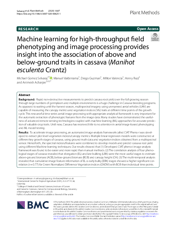 (PDF) Machine learning for high-throughput field phenotyping and image ...