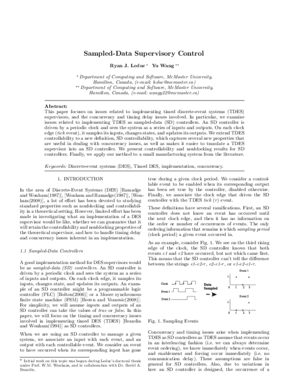(PDF) Sampled-data supervisory control
