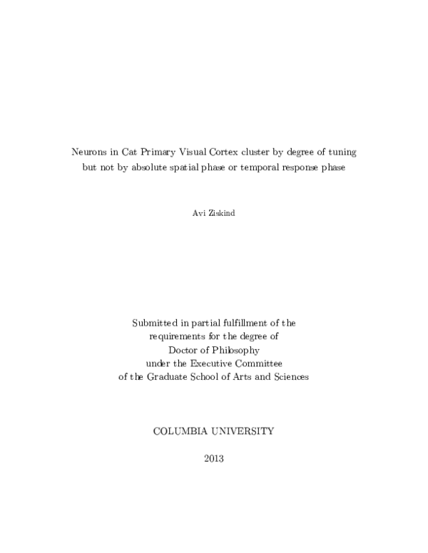 (PDF) Neurons in Cat Primary Visual Cortex cluster by degree of tuning ...