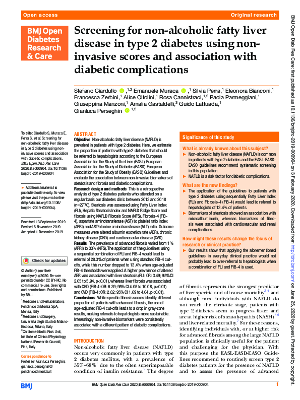 (PDF) Screening for non-alcoholic fatty liver disease in type 2 ...