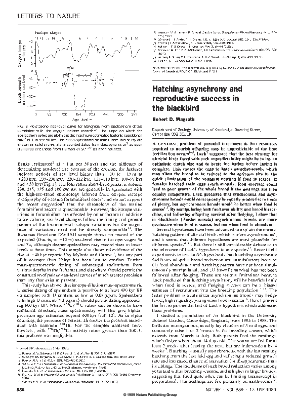 (PDF) Hatching asynchrony and reproductive success in the blackbird