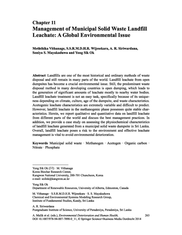 (PDF) Management of Municipal Solid Waste Landfill Leachate: A Global ...