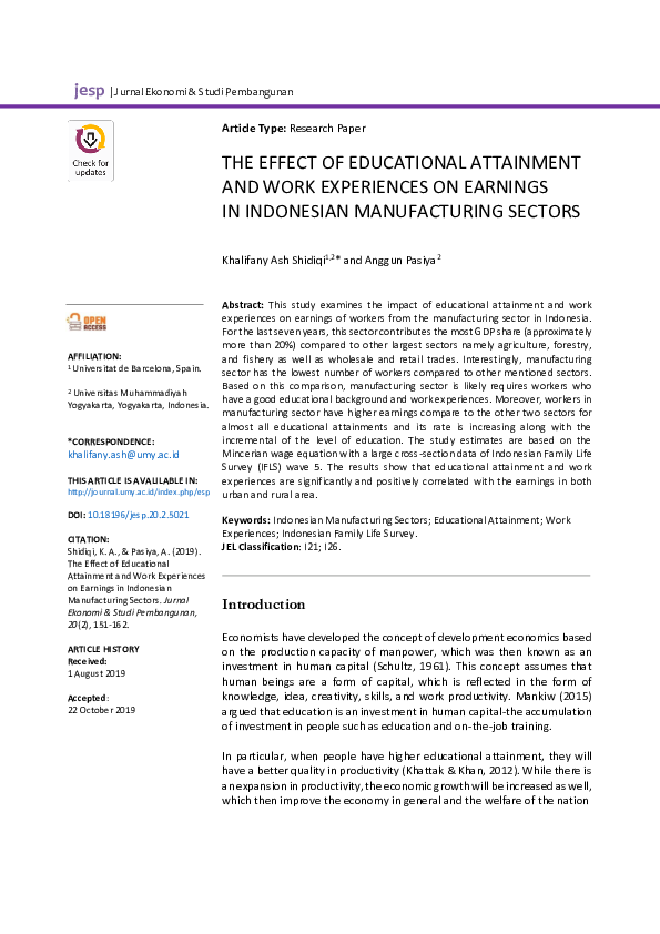 (PDF) The Effect of Educational Attainment and Work Experiences on ...