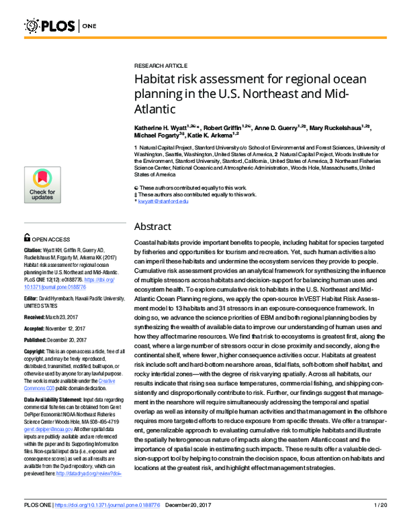 (PDF) Habitat risk assessment for regional ocean planning in the U.S ...