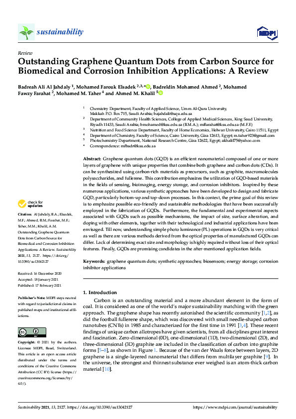 (PDF) Outstanding Graphene Quantum Dots from Carbon Source for ...