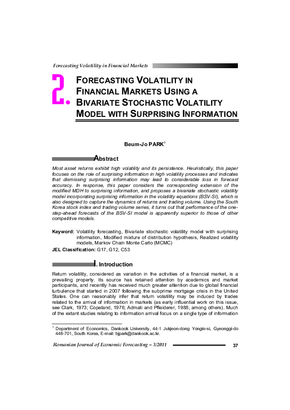 (PDF) Forecasting Volatility in Financial Markets Using a Bivariate ...