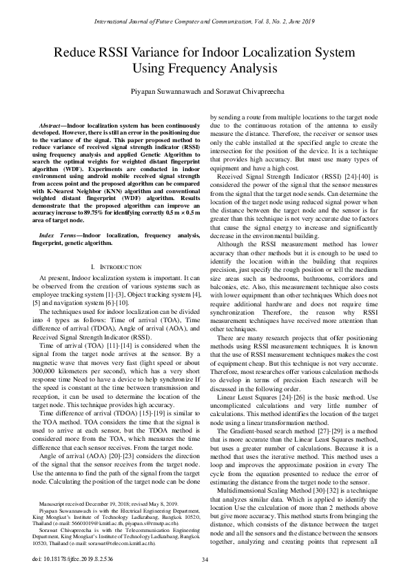 (PDF) Reduce RSSI Variance for Indoor Localization System Using ...