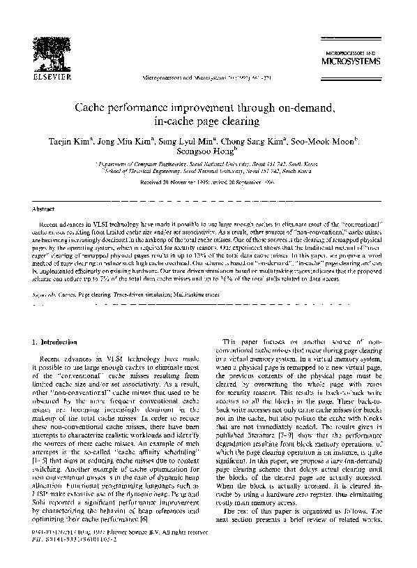 (PDF) Cache performance improvement through on-demand, in-cache page ...