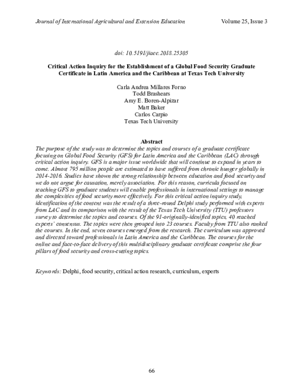(PDF) Critical Action Inquiry for the Establishment of a Global Food ...