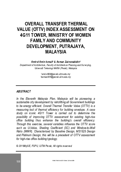 (PDF) Overall Transfer Thermal Value (Ottv) Index Assessment on 4G11 ...