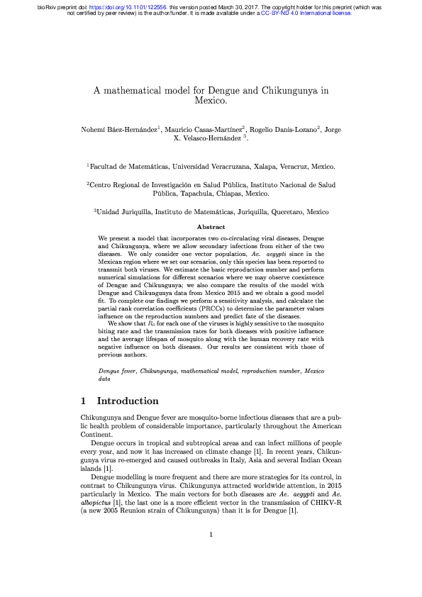 (PDF) A mathematical model for Dengue and Chikungunya in Mexico