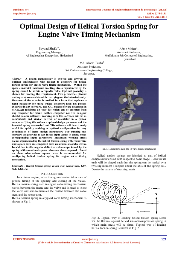 (PDF) Optimal Design of Helical Torsion Spring for Engine Valve Timing