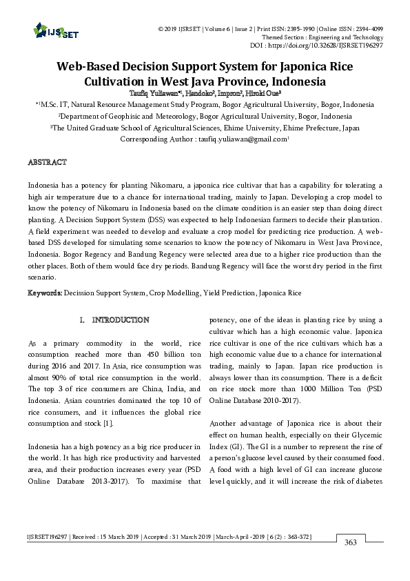 (PDF) Web-Based Decision Support System for Japonica Rice Cultivation ...