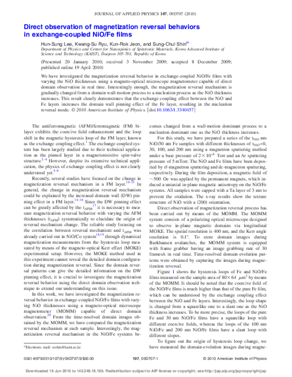 (PDF) Direct observation of magnetization reversal behaviors in ...