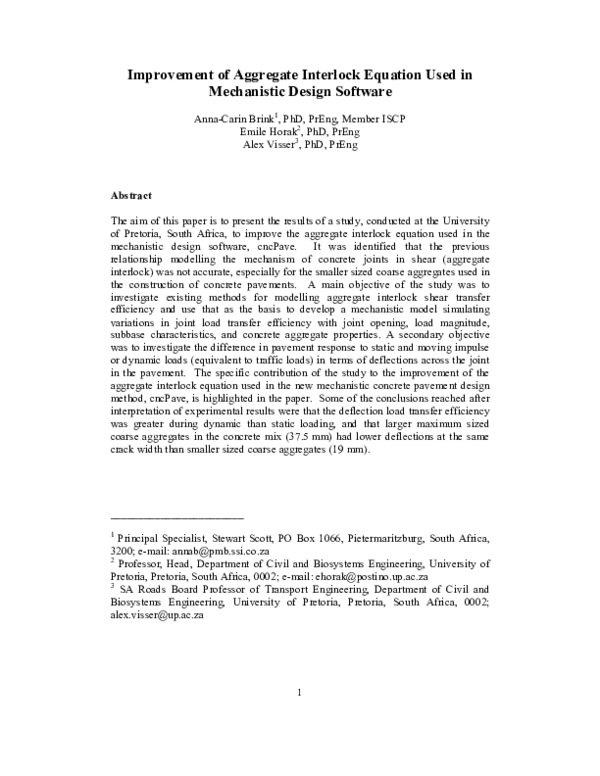 (PDF) Improvement of aggregate interlock equation used in CNCPAVE