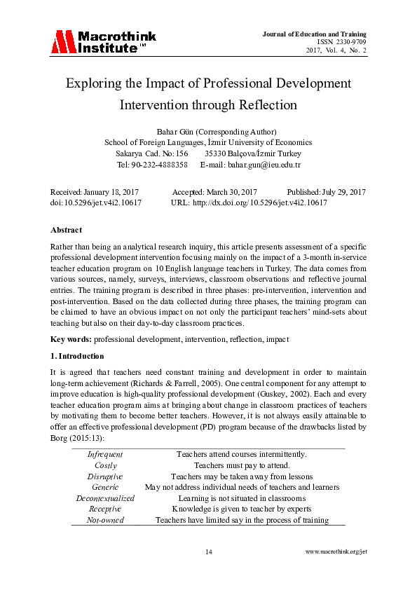 (PDF) Exploring the Impact of Professional Development Intervention ...