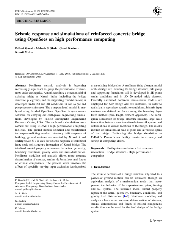 (PDF) Seismic response and simulations of reinforced concrete bridge ...