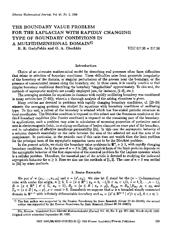 (PDF) The boundary value problem for the laplacian with rapidly ...