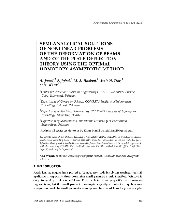 (PDF) Semi-Analytical Solutions of Nonlinear Problems of the ...
