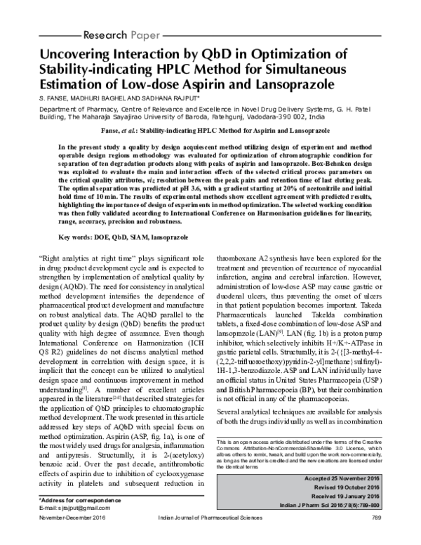 (PDF) Uncovering interaction by QbD in Optimization of Stability