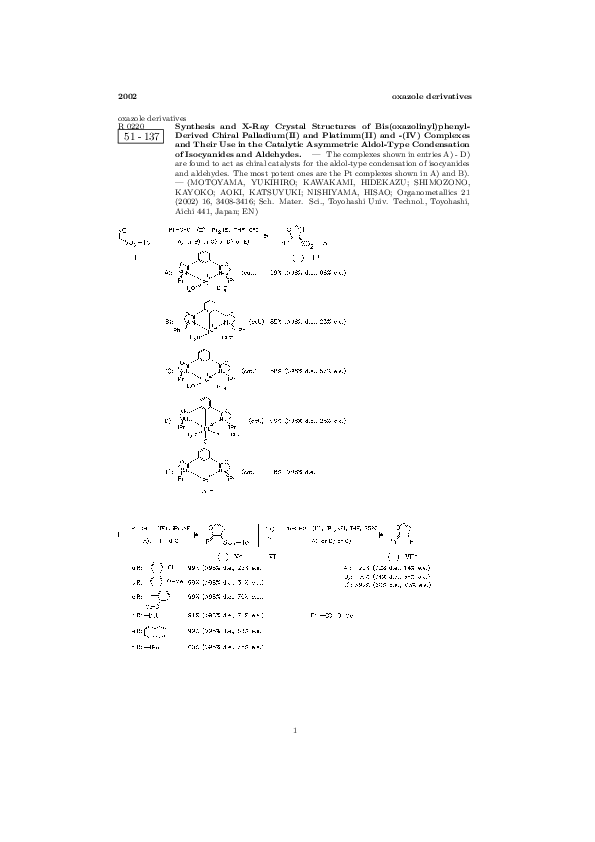 (PDF) Synthesis and X-ray Crystal Structures of Bis(oxazolinyl)phenyl ...