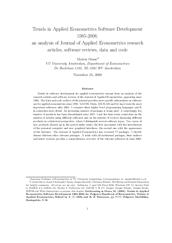 Journal Of Applied Econometrics