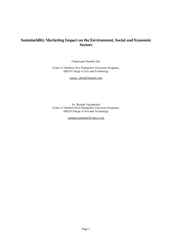(PDF) Sustainability Marketing Impact on the Environment, Social and ...