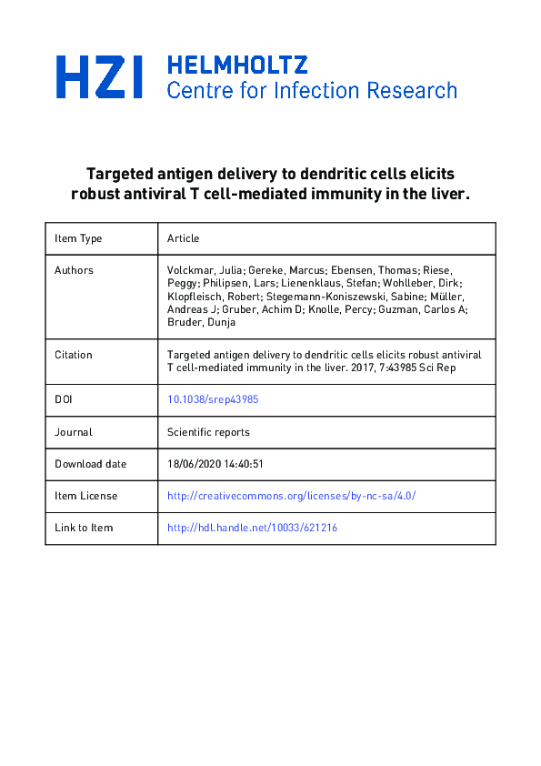 (PDF) Targeted antigen delivery to dendritic cells elicits robust ...