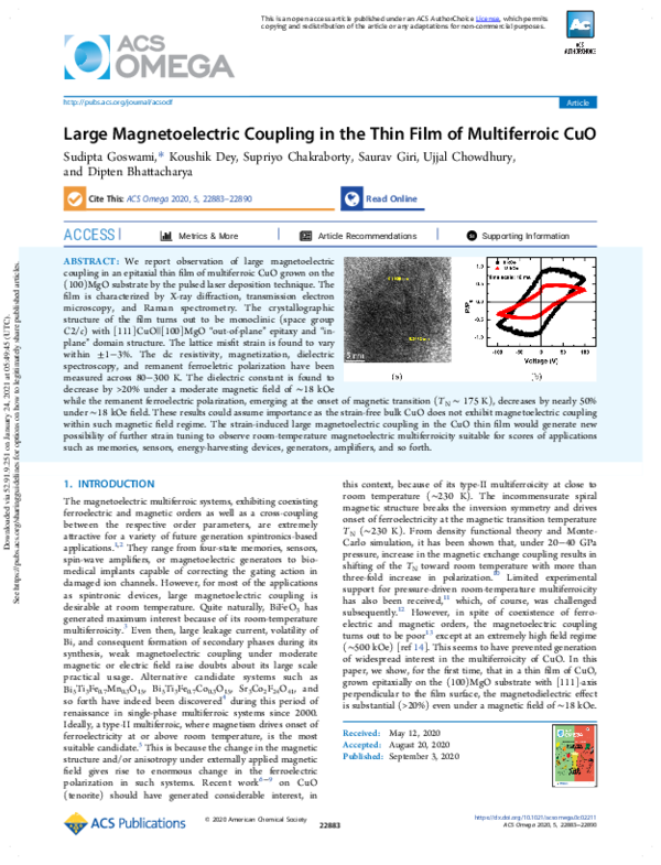 (PDF) Large Magnetoelectric Coupling in the Thin Film of Multiferroic ...