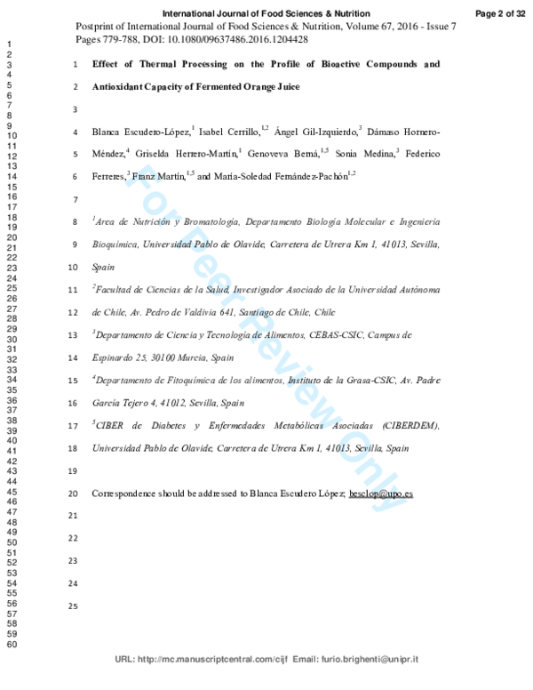 (PDF) Effect of thermal processing on the profile of bioactive ...