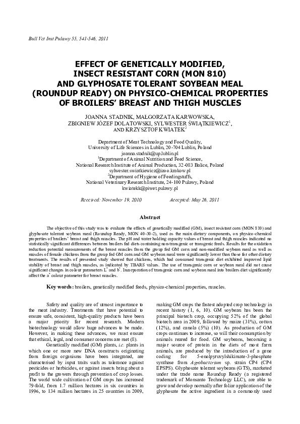 (PDF) Effect of Modified, Insect Resistant Corn (Mon 810